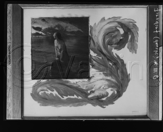 Glassplate  / i fotoeske med tittel Dansk maleriutstilling kunstnerens hus