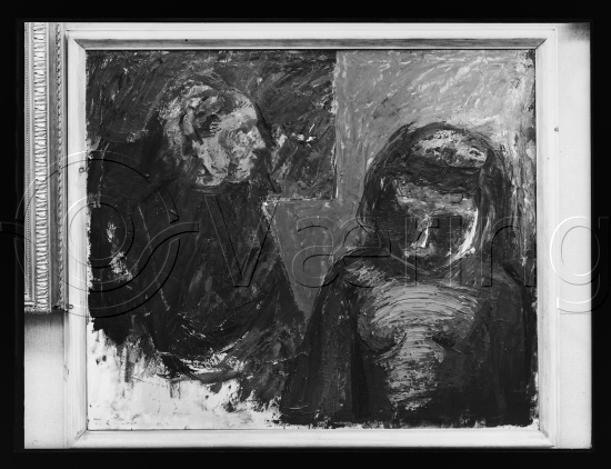 Glassplate  / i fotoeske med tittel Dansk maleriutstilling kunstnerens hus
