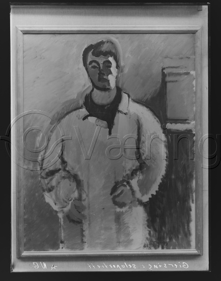 Glassplate  / i fotoeske med tittel Dansk maleriutstilling kunstnerens hus