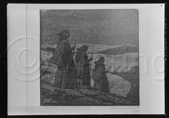 I fotoeske med ulike danske kunstnere