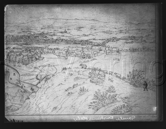 I fotoeske med Christiania motiver fra ulike kunstnere