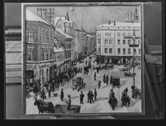 I fotoeske med Christiania motiver fra ulike kunstnere