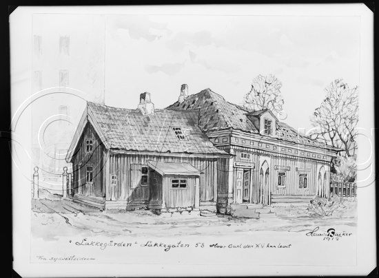 I fotoeske med Christiania motiver fra ulike kunstnere