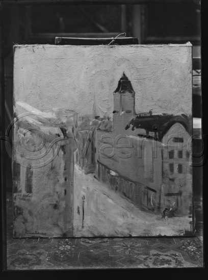 I fotoeske med Christiania motiver fra ulike kunstnere